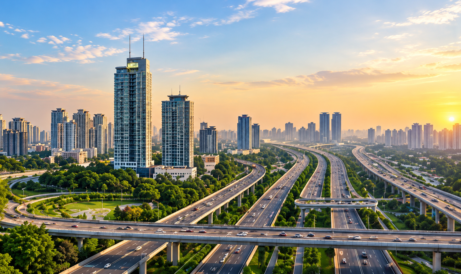 Greater Noida West skyline and expressway connectivity